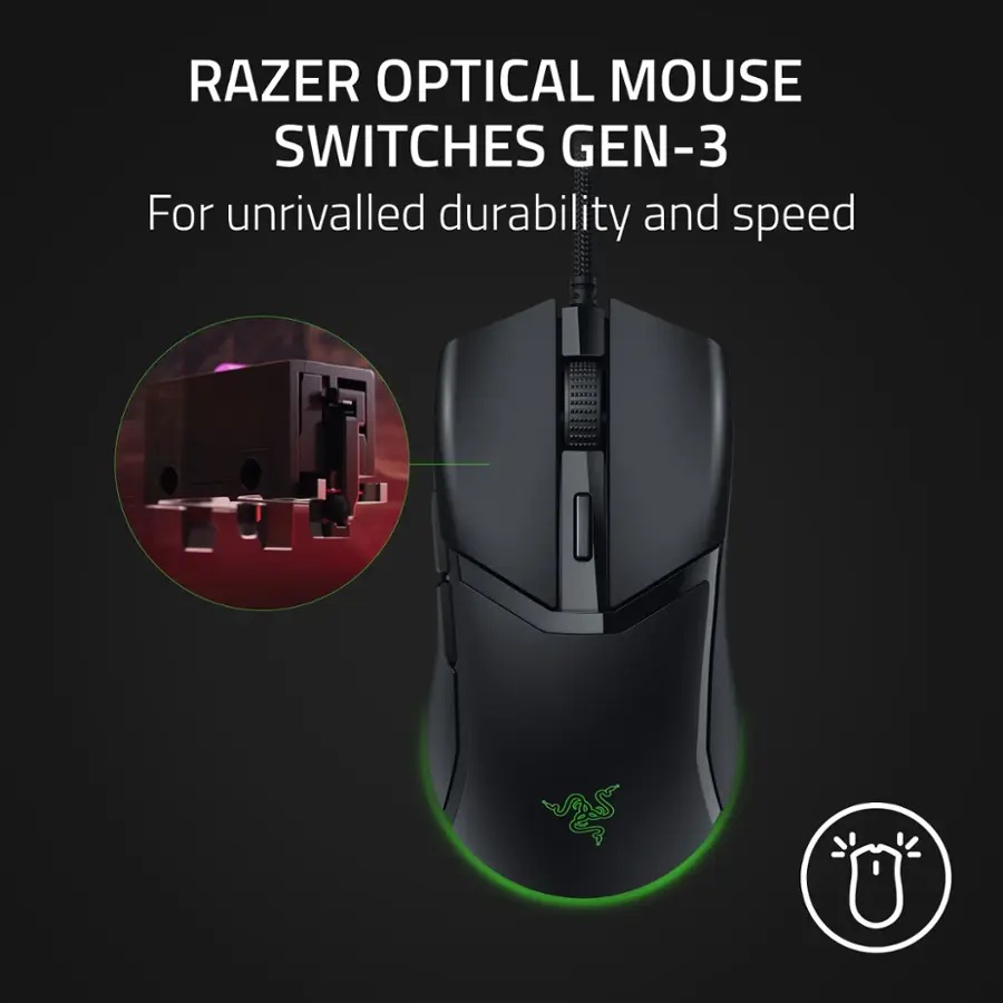 Mouse Razer Cobra Alambrico Ligero con RGB color Negro